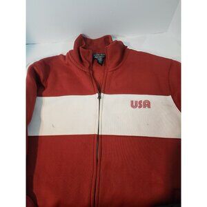 Vintage Polo Jeans Company Men's Red White USA Embroidered Track Jacket Size XL